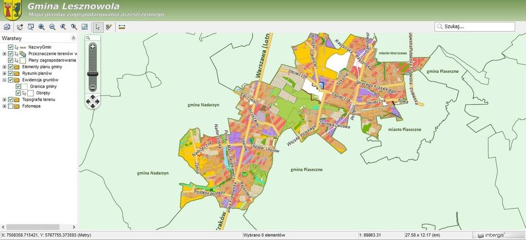 Za pomocą programu Intergis udostępniane są