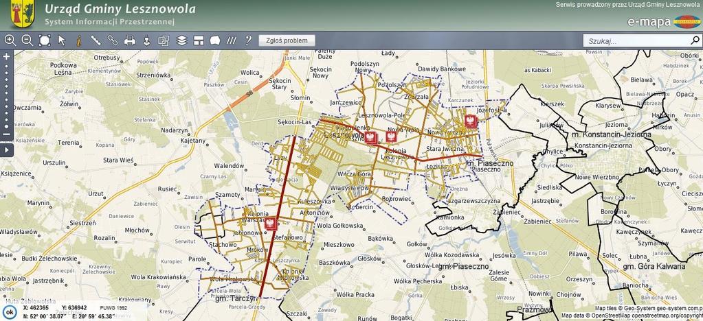 Za pomocą programu e-mapa udostępniana