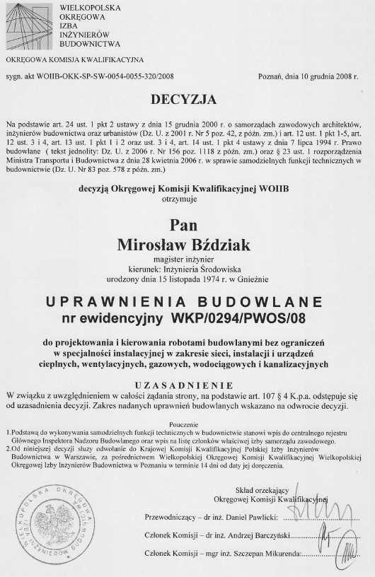 Budowa, przebudowa i rozbudowa komunalnej oczyszczalni ścieków w Przechlewie - branża