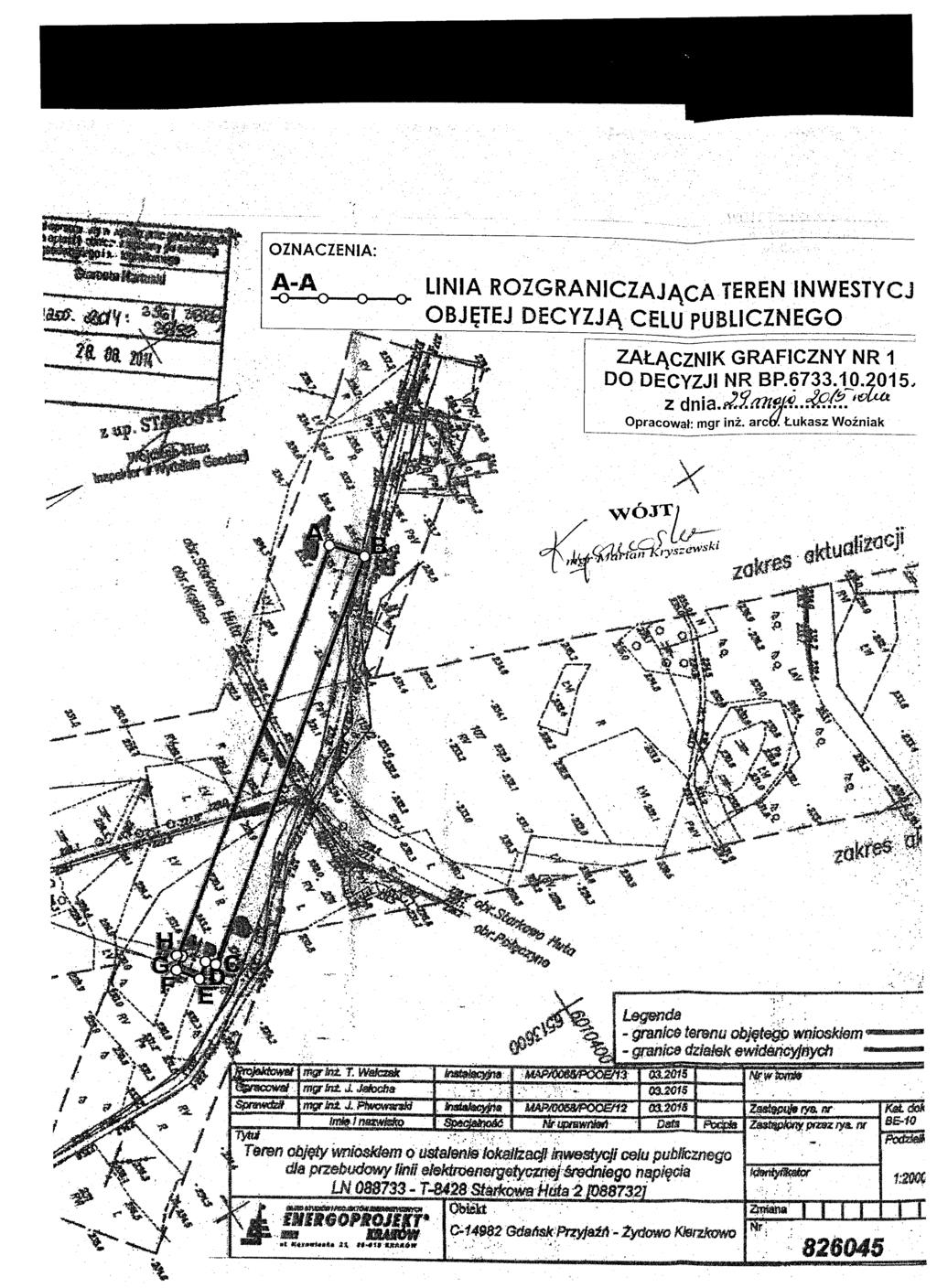 !ad1~;ffid'f ~ ti. et " A-A - o---o --ס---ס- LINIA ROZGRANICZAJĄCA TERENINWESTYCJ OBJĘTEJ DECYZJĄ CELU PUBLICZNEGO,t -- ZAŁĄCZNi-KGRAFICZNY N-R-1--" DO DECYZJI NR BP.6733.10.2015.