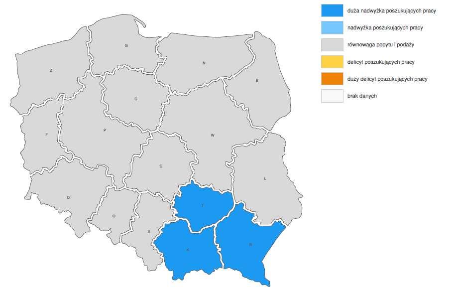 Bydgoszcz i brodnickim. Nadwyżka osób poszukujących pracy występuje jedynie w powiecie toruńskim.
