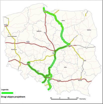 Krajowy System Zarządzania Ruchem (KSZR) w sieci TEN-T Etap 1 Zakres terytorialny projektu ok.