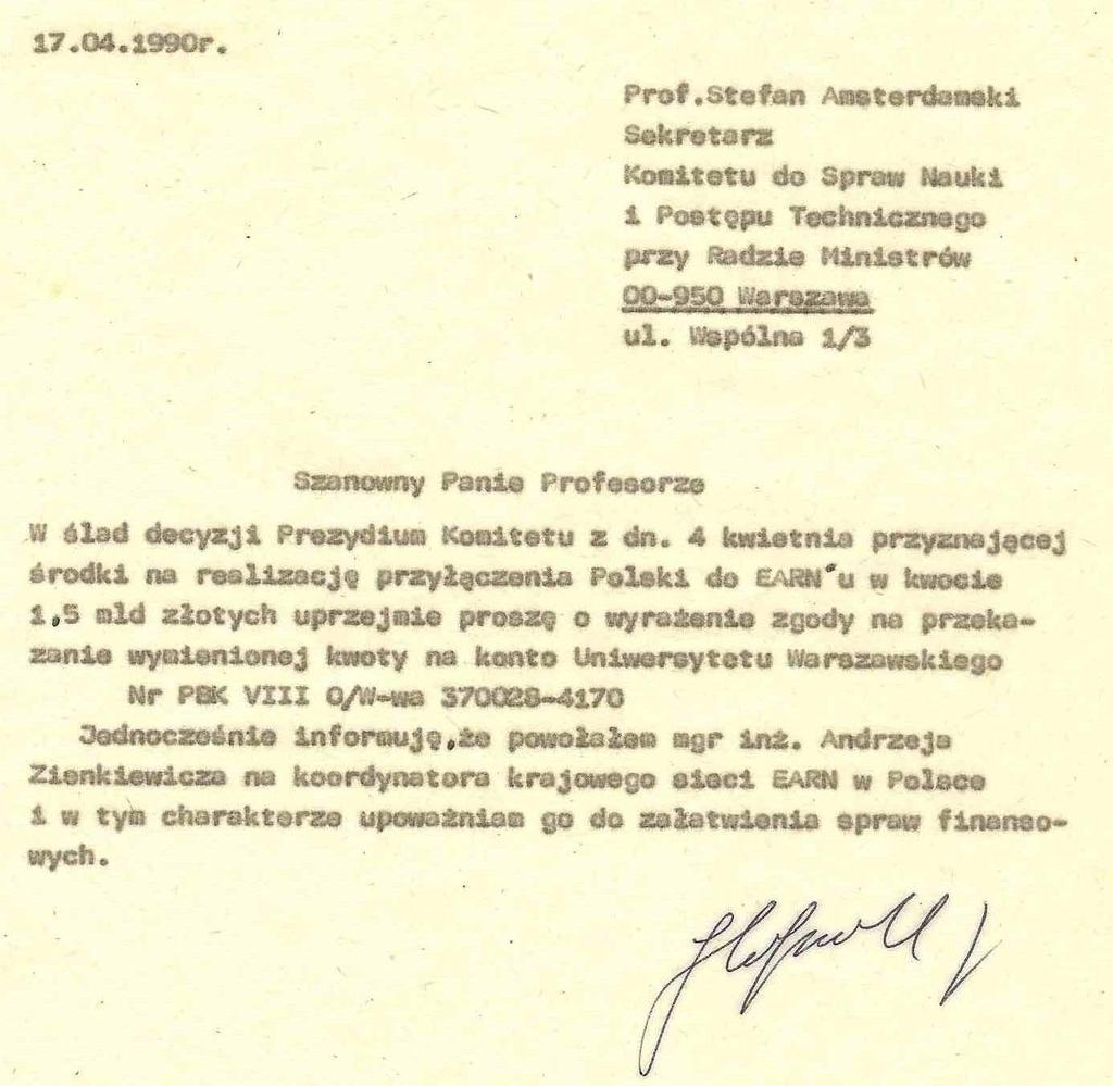 Kwiecień 1990 r.: finansowanie UPNTiW, 1.