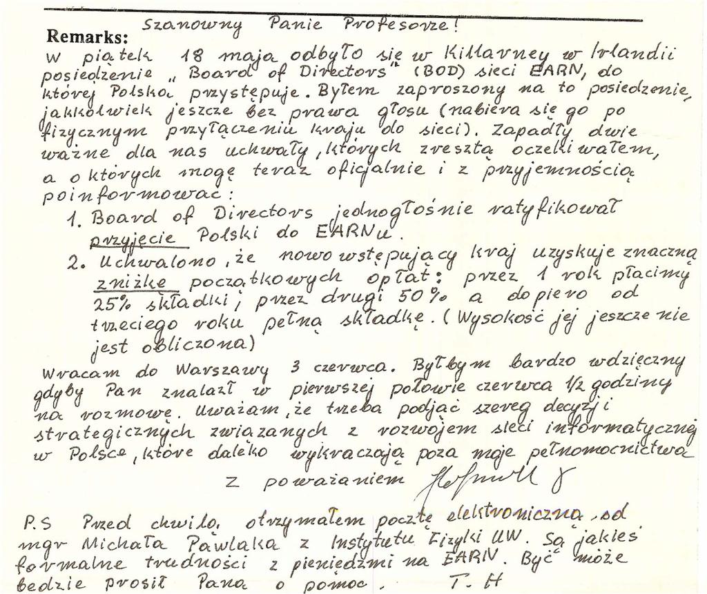 18.V.1990: przyjęcie Polski do EARN