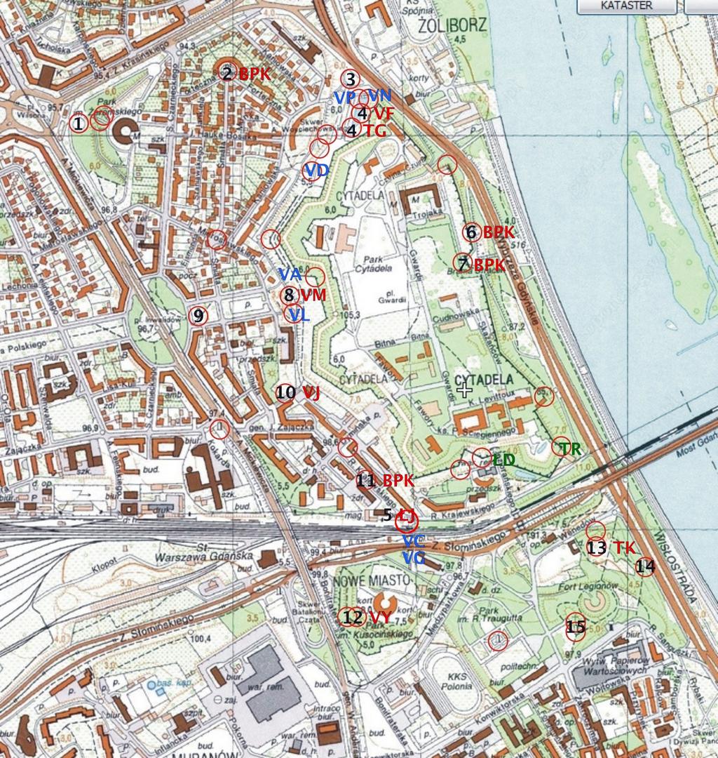 Impreza na Orientację Mapa wzorcowa TZ Lista kodów i