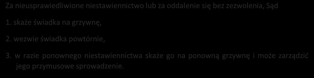 Należy usiąść w ławkach dla publiczności. Następnie Sąd sprawdza obecność i ustala kolejność przesłuchania świadków.