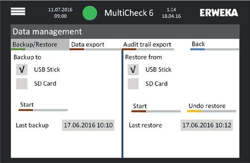 MultiCheck 6 Ustawienia ogólne 11.2 Zarządzanie danymi Aby wykonać kopię zapasową danych, należy: 1. Wejść do menu Configuration.