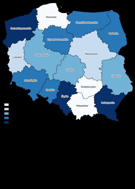 WSPÓŁCZYNNIK UMIERALNOŚCI NIEMOWLĄT W POLSCE WEDŁUG WOJEWÓDZTW NA 1 000 URODZEŃ ŻYWYCH OGÓŁEM 2014 1 Świętokrzyskie 3,1 2