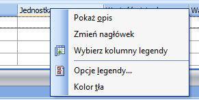 kolumny legendy); uruchomienie okna do definiowania opcji legendy (Opcje legendy.