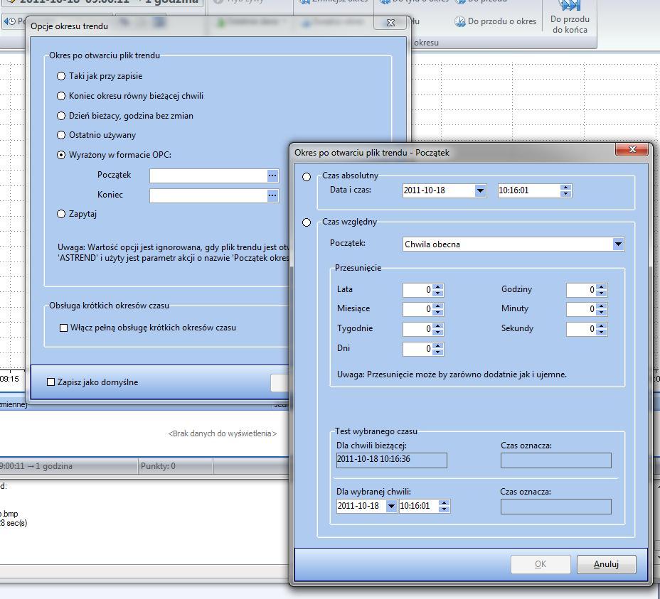 4. Obsługa programu Rysunek: Edytor czasu w formacie OPC.