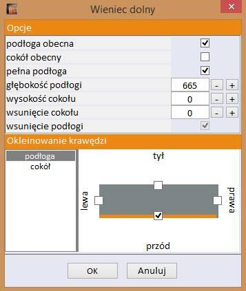 Wybierz elementy składowe szafy Budowę szafy można ustalić w piątym kroku Kreatora Opcje szafy albo w