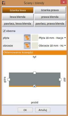 W zakładce Budowa można określić opcje wieńca górnego i dolnego, a także kolorystykę i parametry dla