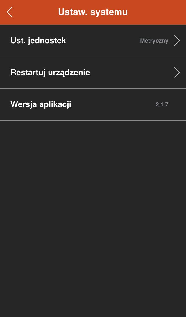 Ustawienie systemu pozwala na wybór jednostek (metryczne lub