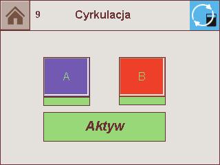 Już wykonane kroki oznaczone są zielonym punktem. rys. 43: Wskazanie w automatycznym trybie płukania 5.4.7 Tryb cyrkulacji (F3) Zielony wskaźnik Aktywne jest widoczny przy cały czas trwania programu płukania.