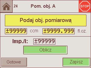 Odczekać kilka minut, aby zamknięte powietrze mogło ujść z materiału do miarki (w szczególności przy wysokiej lepkości materiałów). 9. Wprowadzić napełnioną ilość materiału jako objętość pomiarową.