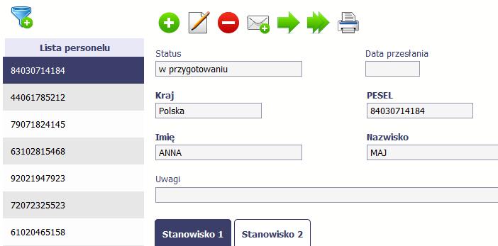 6.3. Przesłanie informacji o personelu projektu Po uzupełnieniu danych w sekcji dotyczącej personelu, zapisane w systemie informacje mogą być: Edytowane za pomocą funkcji Edytuj Usunięte za pomocą