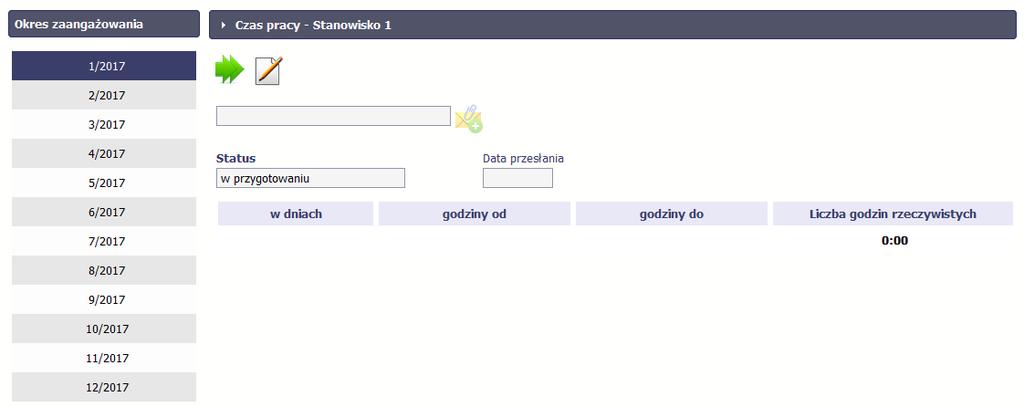 Aby wprowadzać dane dotyczące innego okresu zaangażowania danej osoby, musisz wybrać