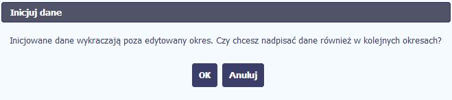 Inicjowanie danych w kolejnych okresach nie jest możliwe, jeśli czas pracy za kolejny okres został już przekazany.