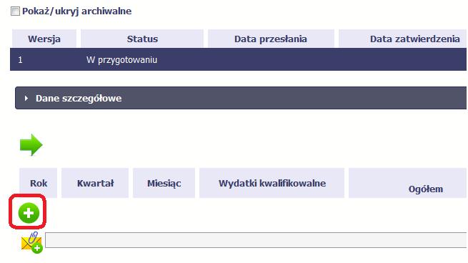 Aby rozpocząć dodawanie pozycji w tabeli