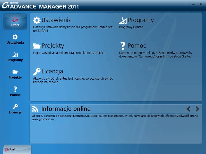 GRAITEC Advance Manager Nowy menadżer dla produktów Graitec Advance - Graitec Advance Manager (GAM) został wyposażony w następujące możliwości: Nowy interfejs (GUI) wprowadzania ustawień Łatwe