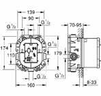 35 500 000 GROHE Rapido T uniwersalny podtynkowy element termostatyczny wanna / prysznic / termostat centralny, zabudowa w ścianie 70mm - 95mm, głowica termostatyczna z GROHE TurboStat 2 wyjścia