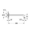 wysięg wylewki 170 mm 28 576 000 Rainshower ramię prysznica 286 mm metal gwint przyłącza 1/2 pasuje do wszystkich deszczownic Rainshower z wyjątkiem Rainshower Cosmopolitan 400 27 492 000 Euphoria