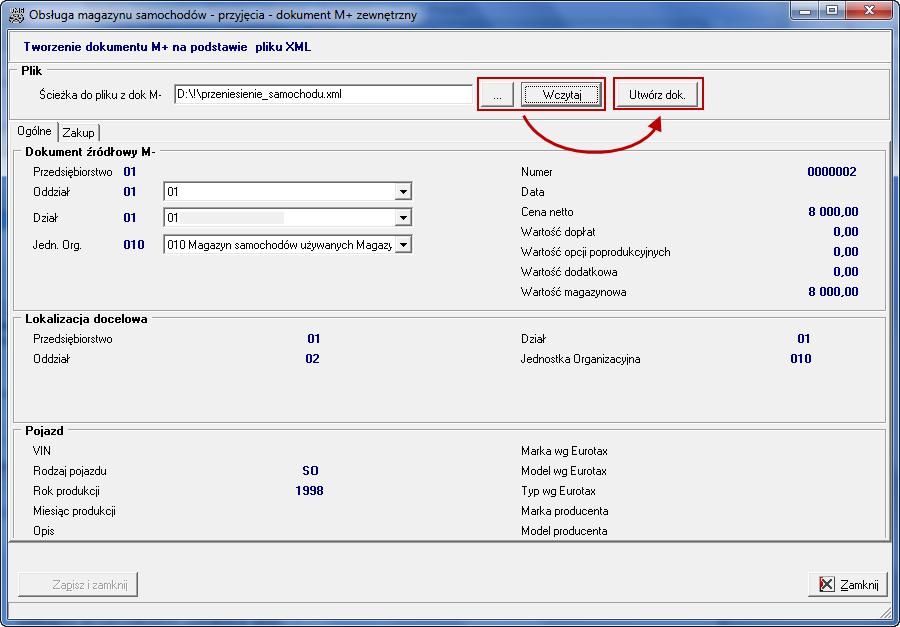 Plik XML do wczytania można generować dowolną ilość razy również po zatwierdzeniu dokumentu M-.