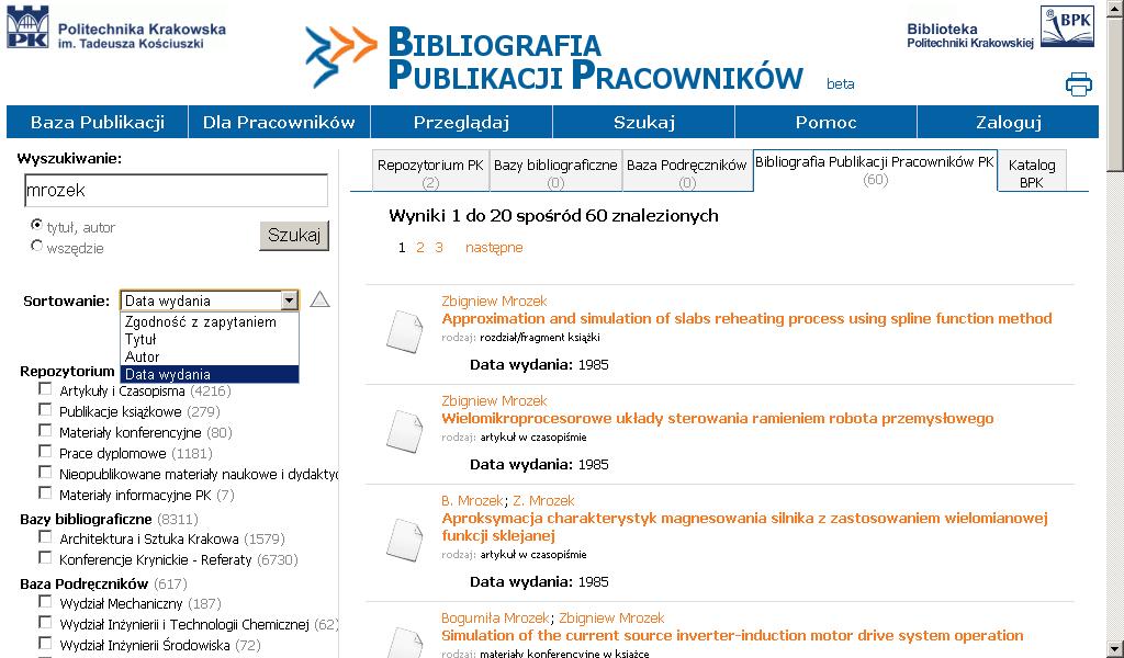 Rezultaty wyszukiwania w BPP wg nazwiska