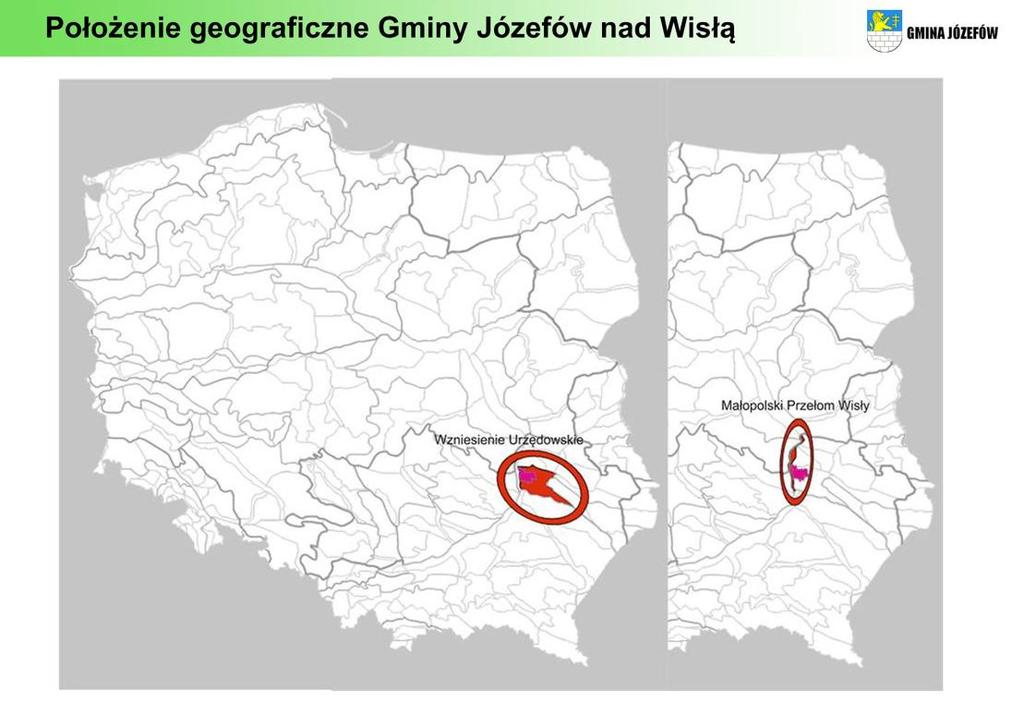 Ok. 90 % obszaru gminy znajduje się w obrębie subregionu zwanego Wzniesieniami Urzędowskimi. Zachodnia część gminy jest zaliczana do tzw. Małopolskiego Przełomu Wisły.