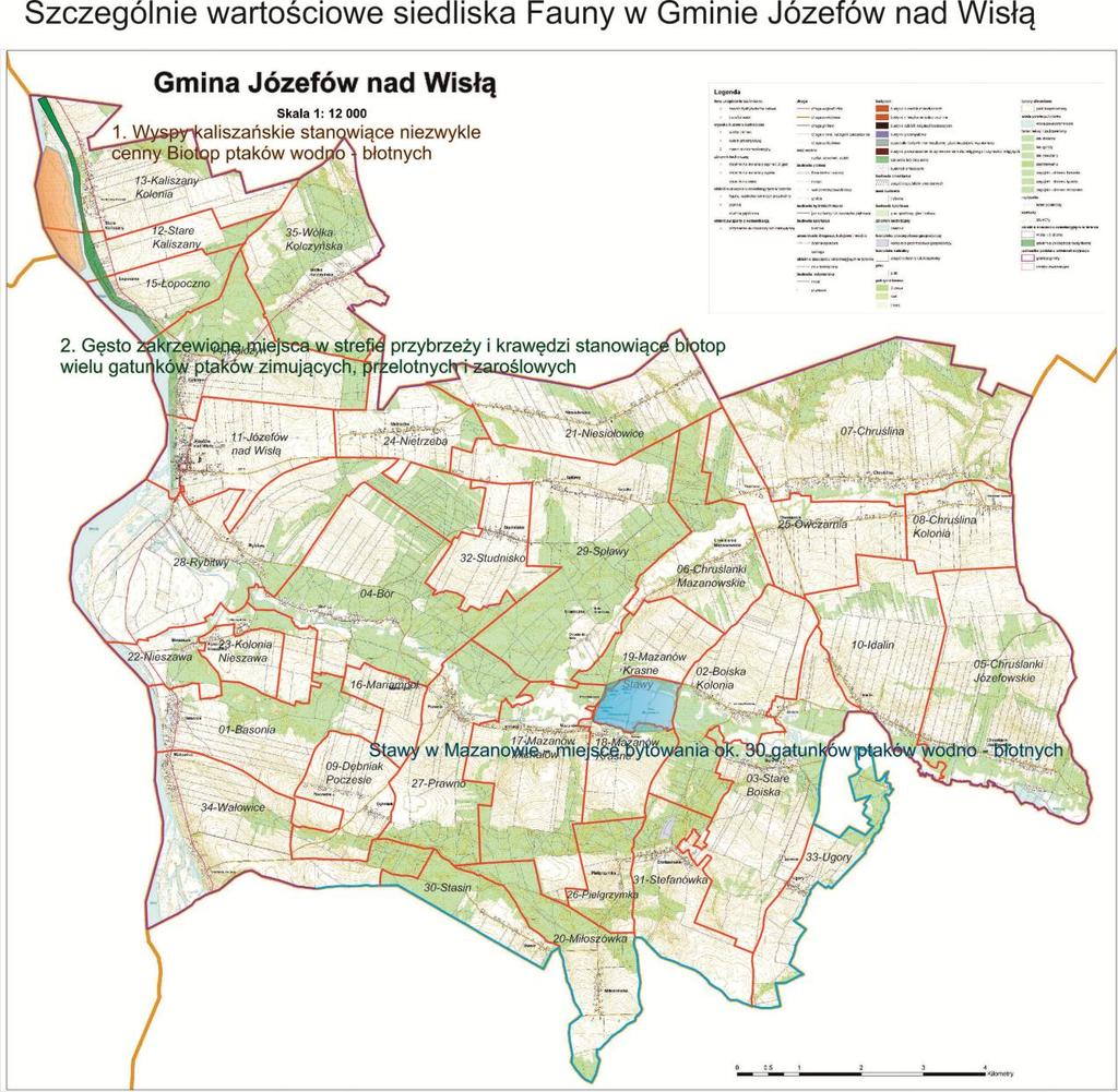 Tereny leśne Według danych rocznika statystycznego grunty leśne na obszarze gminy zajmują 3292,3 ha, w tym lasy 3 284,5 ha tj. 23,2 % powierzchni gminy Józefów nad Wisłą.