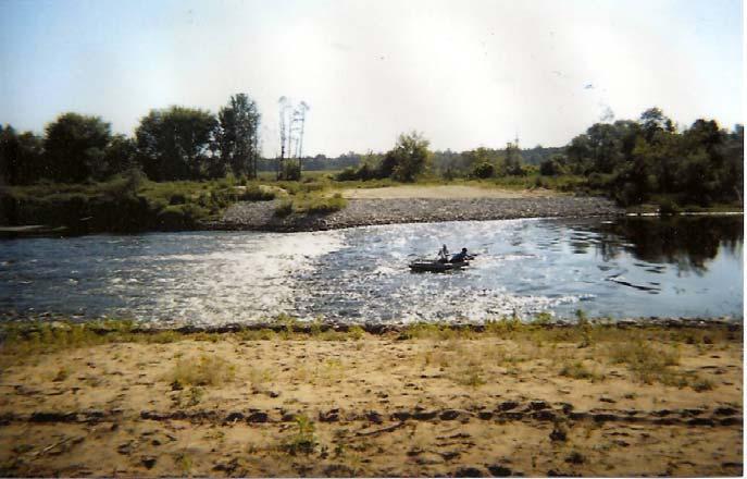 Przedwojski B., Wierzbicki M., 2007. Skutki działania progów stabilizujących w korycie Warty poniżej zbiornika 7 Fot. 2. Warta w km 479+225.