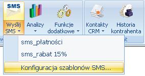 Konfiguracja szablonów SMS Użytkownik może definiować szablony wiadomości sms, które później można wykorzystywać przy wysyłaniu sms.