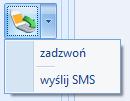 Natomiast przycisk umożliwia wysłanie SMS lub zatelefonowanie bezpośrednio do wybranej osoby kontaktowej danego kontrahenta (pod warunkiem uzupełnienia pól Telefon SMS/ Telefon GSM/ Telefon na