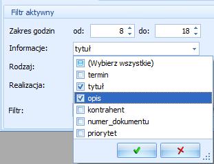 4. Rodzaj Możliwość wyfiltrowania tylko dla jednego rodzaju wydarzeń.