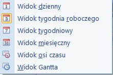 Przejścia do daty dzisiejszej bądź wskazanej w menu kontekstowym, do wyboru: Idź do dzisiaj, Idź do daty.