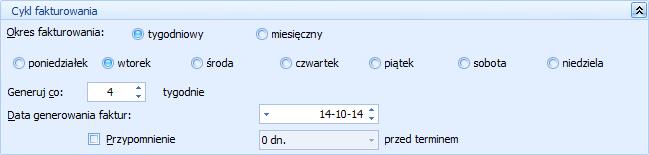 Formularz faktury cyklicznej Nowy wzorzec faktury cyklicznej można dodać będąc na liście faktur cyklicznych.