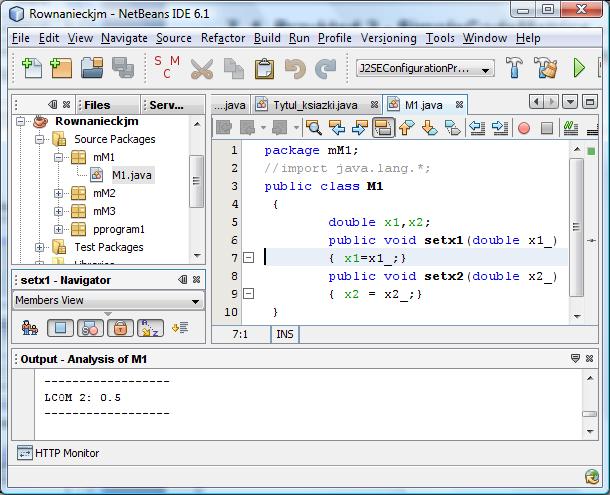 2. 1. Przykład 1 - wyznaczanie równania kwadratowego SimpleCodeMetrics (SCM) -