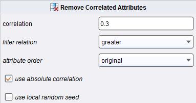 operatorem Remove Correlated Attributes : Zwród