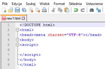 JavaScript kod JavaScript zanurzymy w dokumencie html, tak utworzony dokument przekażemy przeglądarce internetowej do