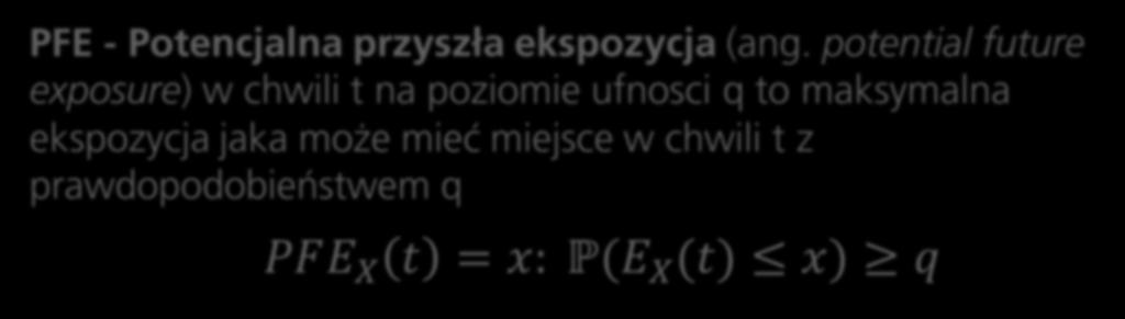 expected exposure) w chwili t to wartość oczekiwana ekspozycji kredytowej w t: EE