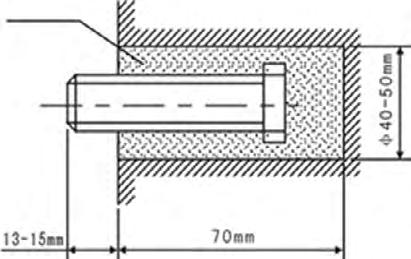 www.kaisai.com 5. INSTALLATION 5.1 Installation på betongvägg: 5.1.1 Avlägsna monteringsplattan. Lossa skruvarna på enhetens baksida för att avlägsna monteringsplattan. MONTERINGSPLATTA FÄSTSKRUV 5.1.2 Fixera bultarna i korrekt läge (bestäm läget med hjälp av monteringsplattan och fyll upp hålen för ankarbultarna med cement).