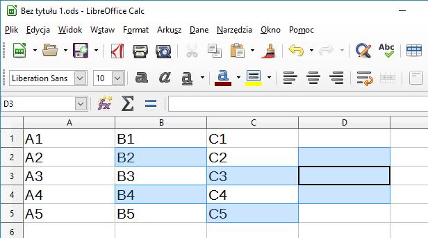 [8/25] [Calc] Przytrzymuję wciśnięty przycisk [Ctrl] i klikam dowolne komórki Rysunek 7.