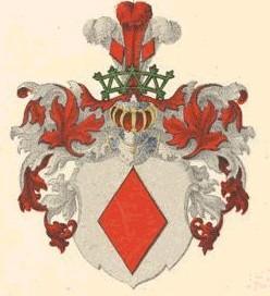 Die adlige polnische Familie Schweryn (Schwerin, Szweryn). Wappenbeschreibung. Schweryn (Schwerin, Szweryn). In Rot eine silberne Raute; Helmschmuck: fünf Straussenfedern, belegt mit zwei Rauten nebeneinander.