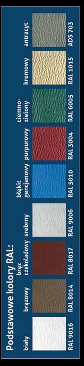 Bramy STANDARD Sprężyny naciągowe, Kolekcja RAL-PODSTAWOWE: Mikrofala, S-Panel (9 kolorów), M-Panel (RAL 9016, RAL 8014), L-Panel (RAL 9016, RAL 8014, ADS703 smooth) szerokość S (mm) ze skokiem co 5