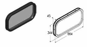 238 18 Okno W095 664mm x 344mm owalne,szyba poliwęglan, rama czarna szt.