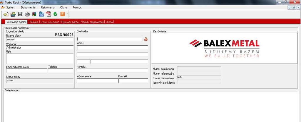 Zakładka Informacje ogólne Na tej zakładce wprowadzamy dane podstawowe o ofercie, na podstawie których będziemy ją później identyfikować.