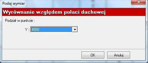 Opcja służy do dzielenia arkuszy na połaci w jednej linii lub wyznaczeniu zakresu, w którym ma wystąpić łączenie z przesunięciem Aby podzielić arkusze w jednej linii na połaci należy : Dla wybranej