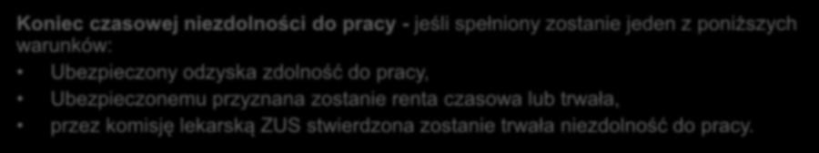 Czasowa niezdolność do pracy musi być potwierdzona przez lekarza orzeczeniem lekarskim (druk ZUS ZLA lub inne oświadczenie).