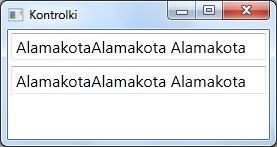 Kontrolki tekstowe: TextBox Wprowadzanie kilku linijek tekstu: AcceptsReturn ustawione na true pozwala na wprowadzanie Enterów AcceptsTab