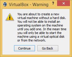 wybieramy opcję Do not add a virtual hard disk i klikamy Create: Rezygnację z tworzenia wirtualnego